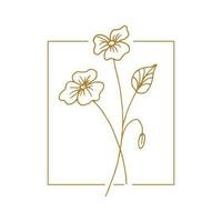 fleurs sauvages linéaire logo esquisser. floral couronne mariage emblème conception. ancien herbes esquisser dans moderne Facile style. vecteur