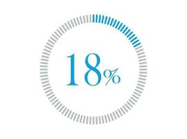 18 pour cent chargement. 18 pour cent chargement cercle diagrammes infographie vecteur, pourcentage prêt à utilisation pour la toile conception. vecteur