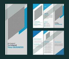 entreprise affaires à trois volets brochure modèle. moderne, Créatif et professionnel tri plier brochure vecteur conception. Facile et minimaliste promotion disposition avec bleu Couleur