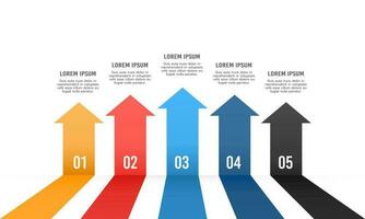 infographie flèches 5 les options ou pas. affaires présentation. vecteur illustration.