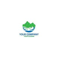 vecteur de conception de logo de lac de montagne