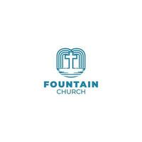 m Fontaine église logo conception vecteur