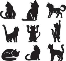 chats silhouette, chat vecteur