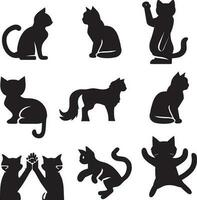 chats silhouette, chat vecteur