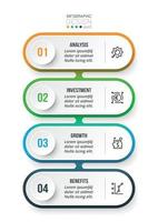 Modèle d'infographie de flux de travail en 4 étapes. vecteur