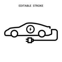 électrique voiture icône. hybride véhicule pictogramme. ligne électrique voiture vecteur