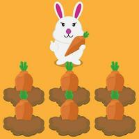 vecteur illustration de une lapin croissance carottes.