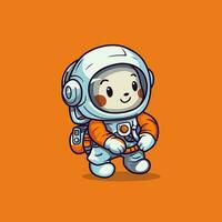 une réconfortant 2d dessin animé astronaute mascotte, plat dessin animé style, vecteur illustration