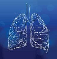 illustration de courbes et points arrangé à forme le forme de une Humain poumon sur une foncé bleu Contexte. vecteur