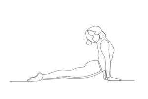 vecteur stylo ligne main dessin les filles dans yoga asanas dans lumière style dessin avec Couleur sur blanc Contexte