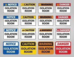 Définir le signe de la chambre d'isolement isoler sur fond blanc, illustration vectorielle eps.10 vecteur
