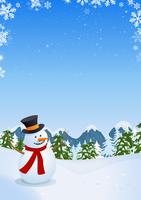 Bonhomme de neige en paysage d'hiver vecteur