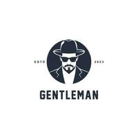 gentilhomme figure avec moustache logo conception modèle vecteur icône illustration