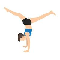 femme Faire yoga dans appui renversé Divisé pose exercer. vecteur