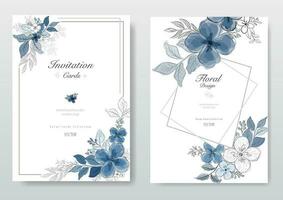 collection de bleu aquarelle fleur carte vecteur