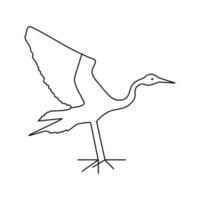 héron oiseau Célibataire ligne dessin avec oiseau ligne art vecteur conception