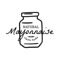 Mayonnaise typographie signe mince ligne badge étiqueter. vecteur