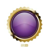 violet bouton avec or réduire sur une blanc Contexte. luxe violet badge. vecteur