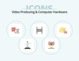 vidéo produisant et ordinateur Matériel plat icône pack 5 icône conception. argent. frais. pliable. budget. édition vecteur