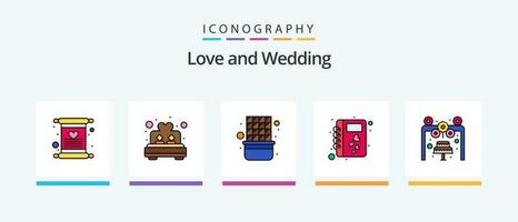 mariage ligne rempli 5 icône pack comprenant décoration. l'amour. photo. gâteau. l'amour. Créatif Icônes conception vecteur