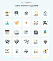 Créatif tâche et projet la gestion 25 plat icône pack tel comme engrenage. poster. poster. intelligent. main vecteur