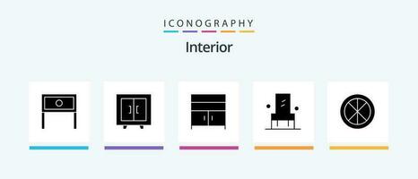 intérieur glyphe 5 icône pack comprenant décoration. intérieur. école. meubles. intérieur. Créatif Icônes conception vecteur