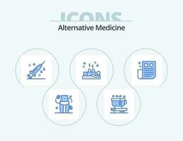 alternative médicament bleu icône pack 5 icône conception. soins de santé. bien-être. soins de santé. thérapie. ventouses vecteur