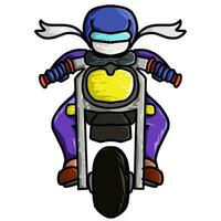 dessin animé illustration conception de gens équitation une moto vecteur