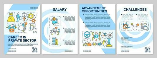 carrière Opportunités dans privé secteur bleu brochure modèle. brochure conception avec linéaire Icônes. modifiable 4 vecteur mises en page pour présentation, annuel rapports