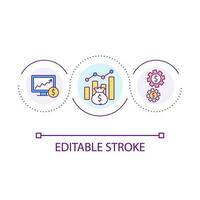 revenu croissance boucle concept icône. rentable entreprise. augmenter revenu. renforcer financier Succès abstrait idée mince ligne illustration. isolé contour dessin. modifiable caressé vecteur