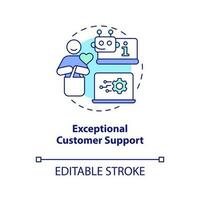exceptionnel client soutien concept icône. iot solutions. positif client expérience abstrait idée mince ligne illustration. isolé contour dessin. modifiable accident vasculaire cérébral vecteur