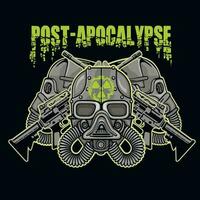 post-apocalypse signe avec gaz masque, grunge ancien conception t chemises vecteur