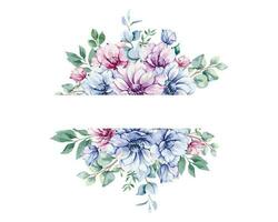 anémone fleurs aquarelle illustration. bleu, rose et violet anémones main peint isolé sur blanc Contexte. parfait pour mariage faire-part, de mariée douche et floral salutation cartes vecteur