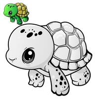 dessin animé tortue. noir et blanc illustration dessin animé personnage bien utilisation pour mascotte, autocollant, coloration livre, les enfants livre, signe, icône, ou tout conception vous vouloir. vecteur