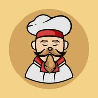 dessin animé chef logo mascotte n une cuisine chapeau délicieux concept cuisson, restaurant ou café logo vecteur