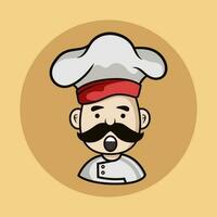 dessin animé chef logo mascotte n une cuisine chapeau délicieux concept cuisson, restaurant ou café logo vecteur