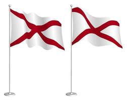 drapeau de américain Etat de Alabama sur mât agitant dans vent. vacances conception élément. point de contrôle pour carte symboles. isolé vecteur sur blanc Contexte
