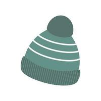 vecteur illustration dans une plat style. hiver chapeau icône. tricoté la laine chapeau avec une pom pom sur une blanc Contexte. illustration pour graphique, site Internet, application, utilisateur interface. le symbole de vêtements d'extérieur.