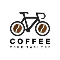 café logo modèle, Matin balade concept en utilisant vélo et café haricot icôneweb vecteur