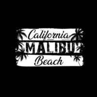 Californie océan côté élégant T-shirt et vêtements branché conception avec paume des arbres silhouettes, Malibu plage typographie, imprimer, vecteur illustration