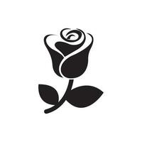 Rose fleur icône noir et blanc vecteur graphique