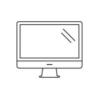 ordinateur moniteur mince ligne icône sur blanc Contexte vecteur