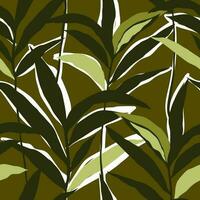 jungle paume vert feuille sans couture modèle. stylisé tropical paume feuilles fond d'écran. vecteur
