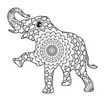 l'éléphant mandala coloration livre, Indien l'éléphant mandala, fleuri éléphant, main tiré vecteur illustration