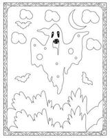 Halloween coloration pages pour enfants, Halloween fantôme coloration pages pour enfants, Halloween illustration, Halloween vecteur, noir et blanc vecteur