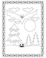 Halloween coloration pages pour enfants, Halloween chauve souris coloration pages pour enfants, Halloween illustration, Halloween vecteur, noir et blanc, chauve souris vecteur