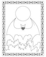 Halloween coloration pages pour enfants, Halloween chauve souris coloration pages pour enfants, Halloween illustration, Halloween vecteur, noir et blanc, chauve souris vecteur