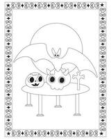 Halloween coloration pages pour enfants, Halloween chauve souris coloration pages pour enfants, Halloween illustration, Halloween vecteur, noir et blanc, chauve souris vecteur