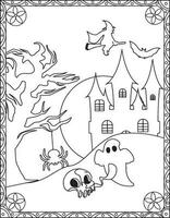 Halloween coloration pages, Halloween coloration pages pour enfants, Halloween illustration, Halloween vecteur, noir et blanc vecteur