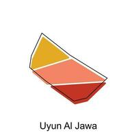 carte de uyun Al jawa conception modèle, monde carte international vecteur modèle avec contour graphique esquisser style isolé sur blanc Contexte